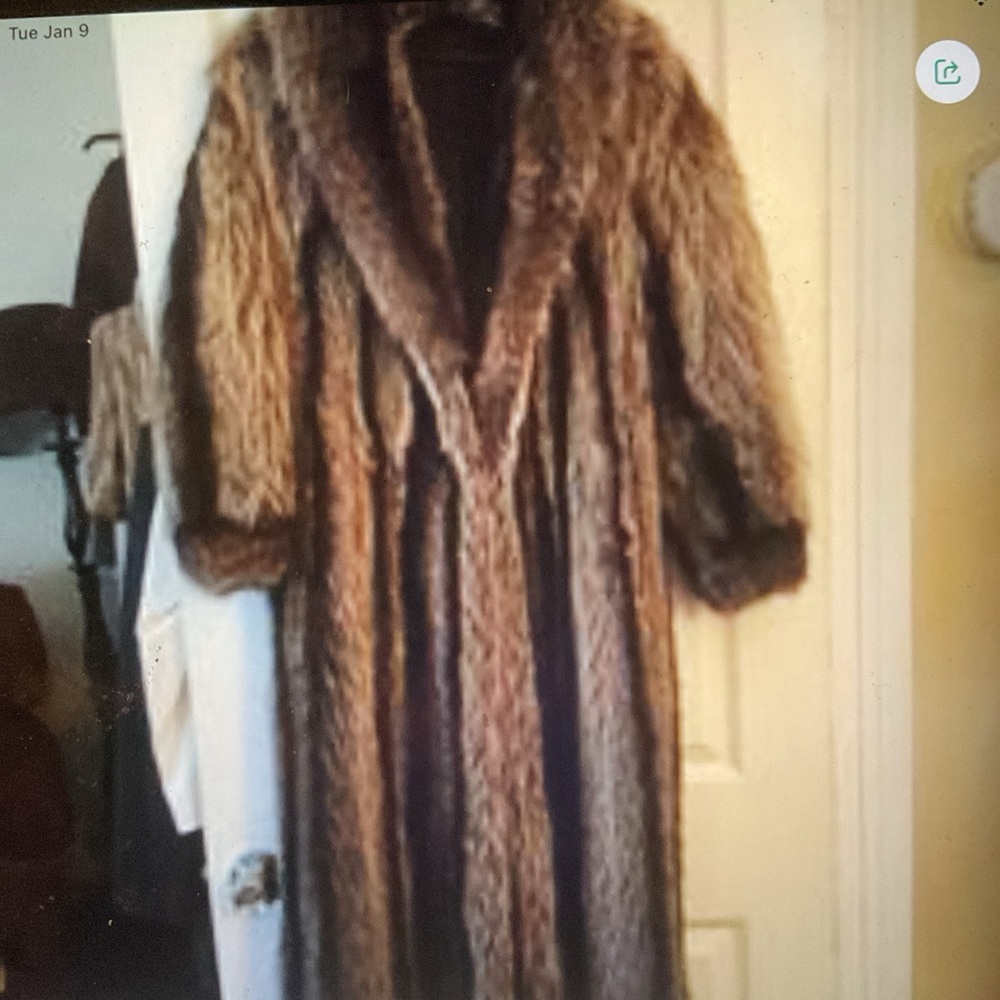 BARBATSULY Bros. Vintage Full Length Raccoon Fur Mink Trench Coat Jacket